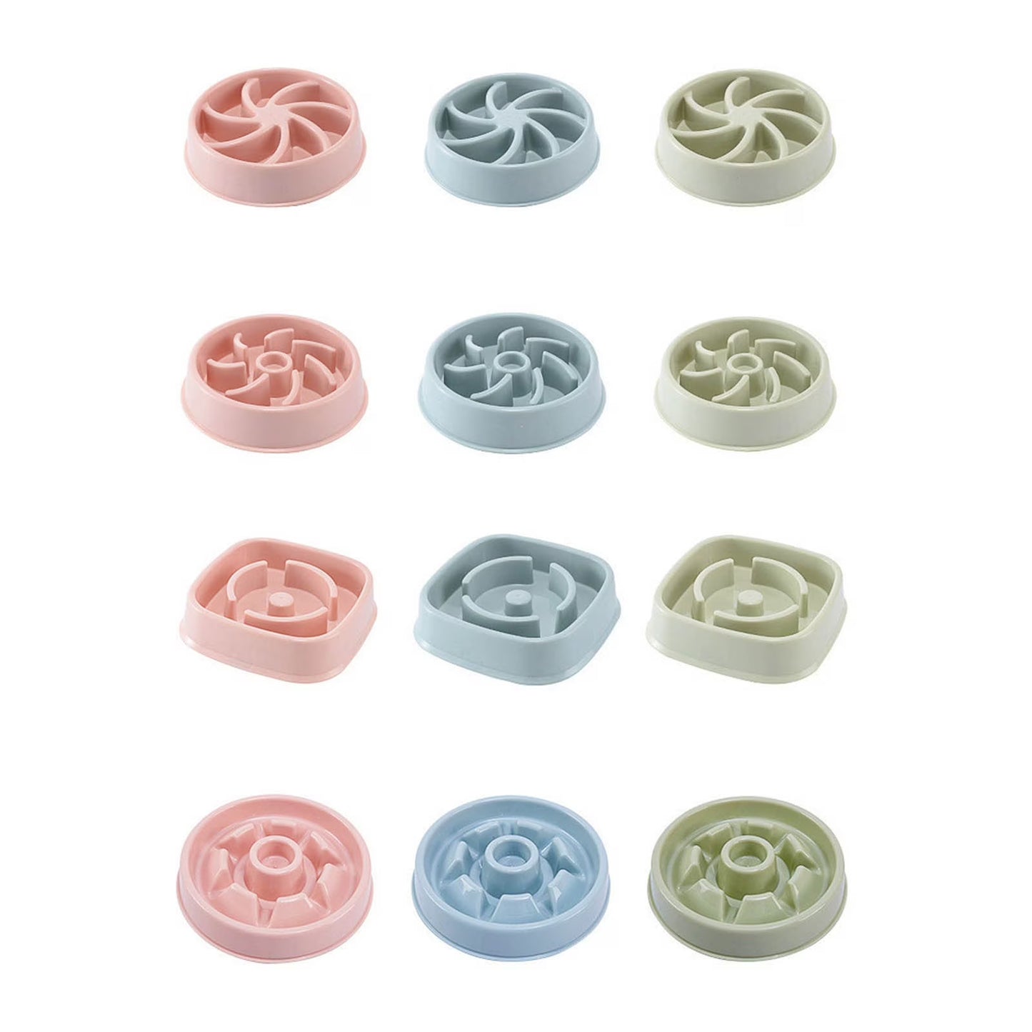 Ceramic Slow Feeder Bowl for Dogs & Cats – Raised Design Slows Eating, Aids Digestion – Available in 3 Colors, 4 Shapes