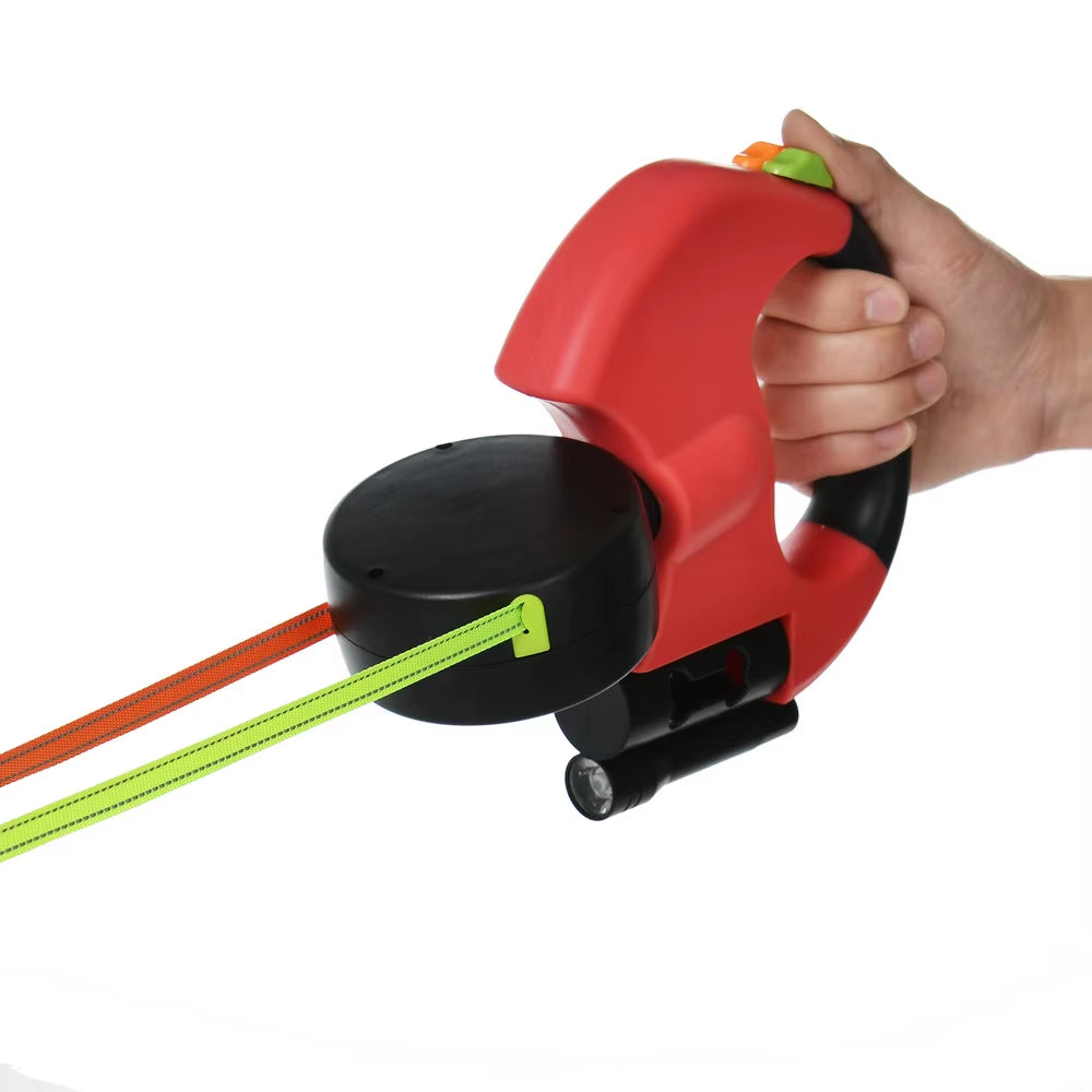Tangle-Free Dual Retractable  Leash with 360° Swivel & Built-In LED Lights