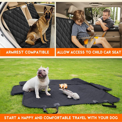Waterproof Dog Back Seat Cover – Armrest Access, Fits Most Vehicles (53") – Black