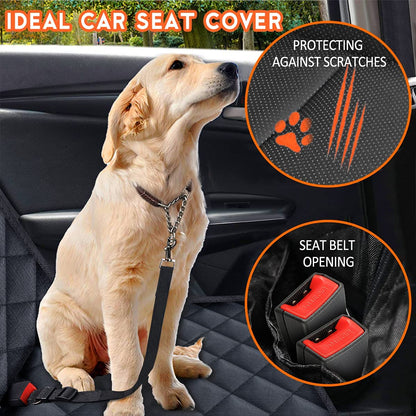 Waterproof Dog Back Seat Cover – Armrest Access, Fits Most Vehicles (53") – Black