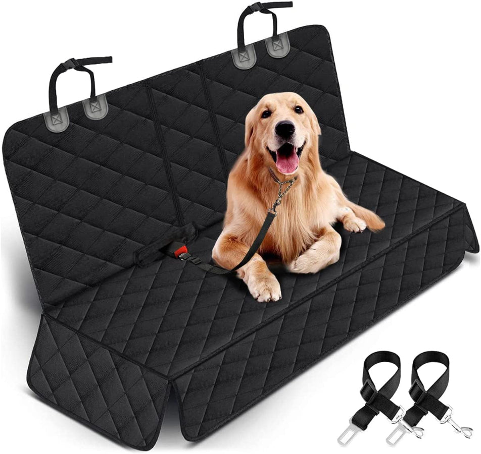 Waterproof Dog Back Seat Cover – Armrest Access, Fits Most Vehicles (53") – Black