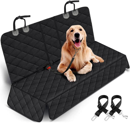 Waterproof Dog Back Seat Cover – Armrest Access, Fits Most Vehicles (53") – Black