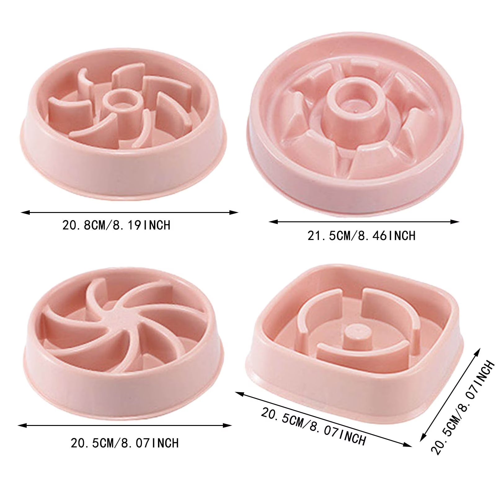 Ceramic Slow Feeder Bowl for Dogs & Cats – Raised Design Slows Eating, Aids Digestion – Available in 3 Colors, 4 Shapes